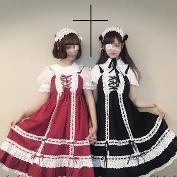 Japonijos Minkštas Girl Lolita Dirželiai Lankas Senovinių Nėrinių Bowknot Kryžiaus Dirželis Kawaii Girl Gothic Lolita Jsk Loli Cos Kalėdinis vakarėlis