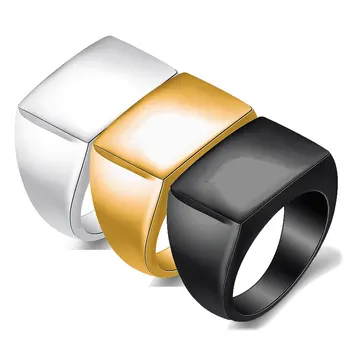Korėjos Versija Mados Paprastas Blizgus Stačiakampio formos Titano Plieno Vyrų Žiedas Žiedas Pirštu Asmenybės Perdėti Žiedas