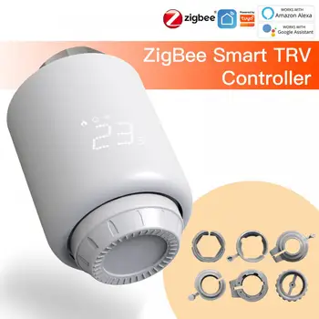 Tuya ZigBee Smart Termostatiniai Radiatorių Vožtuvų Smart Gyvenimo Belaidžio Nuotolinio Šildymo Temperatūros Reguliatorius Alexa Balso Kontrolė