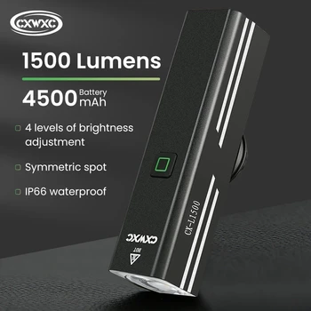 CXWXC Dviračių Priekinių žibintų 4500mAh 1500LM/1000LM USB Įkraunamas LED Žibintas atsparus Vandeniui Dviračių Žibintų Žibintuvėlis Dviračio Šviesos