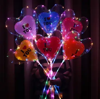 Skaidrios Širdies Formos Kamuolys LED Šviesos Meilė Širdies Kamuolys Kamuolys Švyti Nešiojamą Gimtadienio apdailos balionas 100 set SN2328