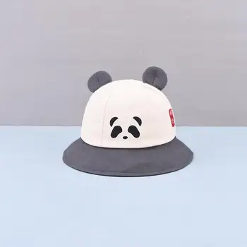 Ldslyjr 2021 Medvilnės Animacinių filmų Panda Kibiro Kepurę Žvejys Skrybėlę Lauko Kelionių Saulės Bžūp Vaikas Berniukas ir Mergaitė 14