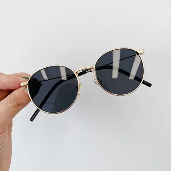2022 Vaikams, Akiniai nuo saulės Metalo rėmas Derliaus dizaineris UV400 akiniai nuo saulės Aukštos Kokybės Vasaros Paplūdimio Apvalūs stiklai