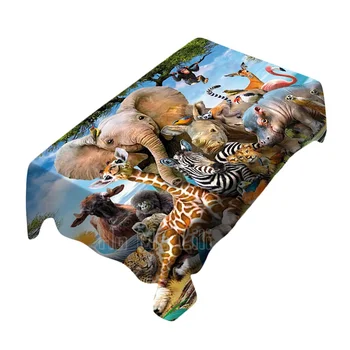 Gyvūnų Pasaulyje Stačiakampio Staltiesė, Kurią Ho Man Lili Afrikos Laukinių Vasaros Mielas Tigras, Dramblys, Žirafa, Zebras