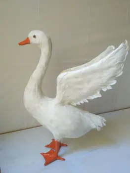didelis modeliavimas swan modelis plastikiniai&plunksnų ir sparnų baltos žąsys rekvizitai dovana, apie 38x30cm 2420