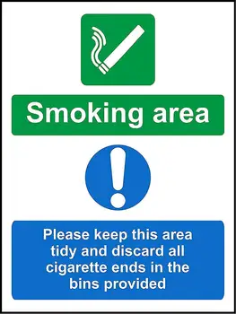 Metalo Skardos Ženklas, Įspėjimas-vieta Rūkymui, Atkreipkite dėmesį į Šios Srities Tvarkinga ir Išmeskite Visas Cigaretes Baigiasi Dėžes su sąlyga, Pasirašyti Aikštėje