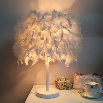 Ins Vėjo Plunksnų Stalo Lempa Apdailos Miegamojo Lovos Lampe Kūrybos Kambarį Šilta Šviesa Apšvietimo светильник на батрейках