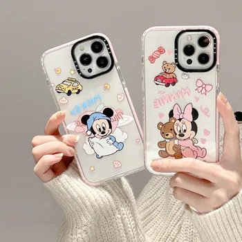 Animacinių filmų Disney Mickey Minnie Mouse Telefono dėklas Skirtas iPhone 14 13 12 11 Pro Max XR XS MAX 8 X 7 SE 2020 Pora Anti-drop Minkštas Viršelis