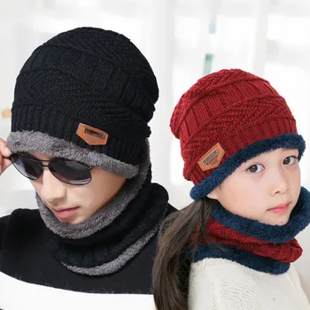 Rudens ir žiemos dienomis, plius aksomo kepurės vyriškos megztos kepurės šalikas dviejų dalių komplektas