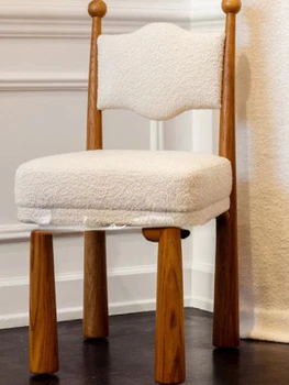 zq Retro Stiliaus Medžio masyvo Valgomojo Kėdė Namų Miegamajame ėriukų vilna makiažo Kėdė Mergina Širdies Kosmetikos Kėdė