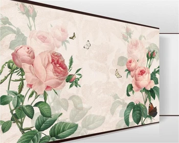tinkinti mados tapetai rankomis dažyti rose gražus romantiškas TELEVIZIJOS fone de papel parede tapetai, vaikų kambarys Beibehang