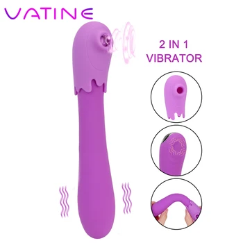 VATINE 9 Režimai G Spot Klitorio Stimuliatorius 2 In 1 Dildo Čiulpti Vibratorius Dviguba Varikliai Spenelių Gyvis Sekso Žaislai Moterims