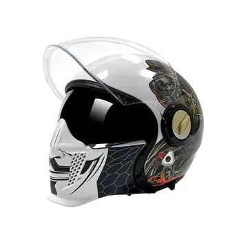 Motociklo šalmas, vyrų ir moterų motociklo šalmas su šildomomis skydelis atidaryti veido, sutirštės pamušalas ir dvigubo skydelis visas veidas