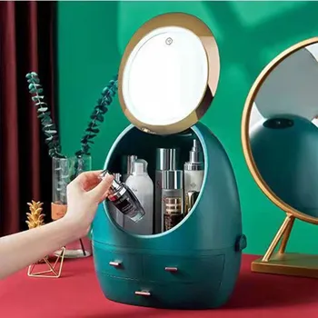 LED Kosmetikos Laikymo Dėžutė HD Veidrodis Makiažas Organizatorius Nuimamas Darbalaukio Organizatorius Pelninga Kūrybos Beauty Box Kalėdų dovanos
