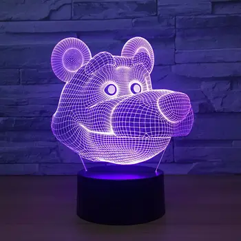 Mielas Animacinių filmų Turėti 3D LED Lempa USB Powered 7 Spalvų Nuostabi Optinė Iliuzija Naktį Šviesos Miegamajame Šviesos Vaikai Šalis Gimtadienio Dovanos