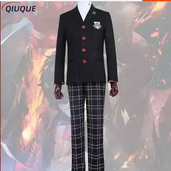 Žaidimas Anime Persona 5 Cosplay Kostiumų Akira Kurusu / Ren Amamiya Mokyklos Uniformų Unisex Kailis + Marškinėliai + Kelnės