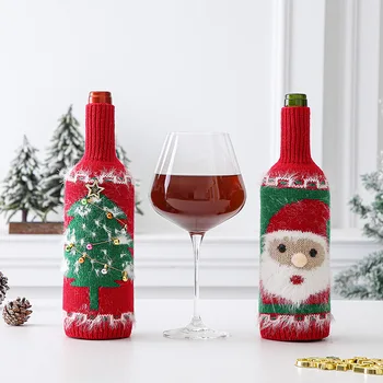2022 Kalėdų Vyno Butelio Dangtelį Kalėdų Dekoracijas Namuose Megztus Šampano Butelį, Maišelį Stalo Dekoro Gimdymo Noel Naujųjų Metų