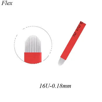 50PCS/maišas 16 Pin U Formos 0.18 mm Laminas permanentinis Makiažas Ašmenys Microblading Adatos 3D Siuvinėjimas, Rankinis Tatuiruotė Pen