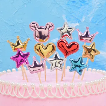 10vnt Meilės Happy Birthday Cake Toppers Karūna Žvaigždžių Cupcake Topper Vėliavėles Vestuvių Vaikams Gimtadienio Prekių Pyragas Apdaila