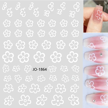 Vasarą Šviežias Baltas Gėlių Serijos Lipdukas Nagų Dailės Apdailos 3D White Cherry Blossom Nagų Lipduką Nagų Dailės Reikmenys, Nagų Dalys
