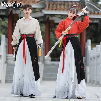 Kinijos Hanfu Vyrų Tradicinių Senovės pėstininkas su kardu Suknelė Rūbeliai Cospaly Han Dinastijos Pora CP Male Kimono Ethnicstyle Tango Kostiumas