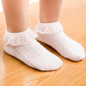 Vasarą kūdikis mergaitėms, vaikams, vaikiška balta rausva nėrinių pynimas princesė tinklelio kojinės vaikams, plonas, orui trumpas kulkšnies kojinių
