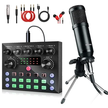 BM800 Kondensatoriaus Mikrofonas Rinkinys Su Garso Maišytuvas Transliacijos,Balso Keitiklis Mikrofonas Live Transliacijų Įrangos Paketas