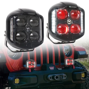 2vnt Šalutinį Šaudyklės Šviesos Off Road Darbo Lempos su Raudona Fono Šviesos DRL Posūkio Signalo 6 Colių LED Pagalbiniai Lengvųjų Automobilių ATV UTV