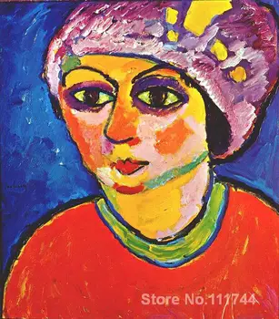 abstraktaus šiuolaikinio meno tapybos Violetinė Turbaną Alexej Von Jawlensky Aukštos kokybės Rankų dažytos