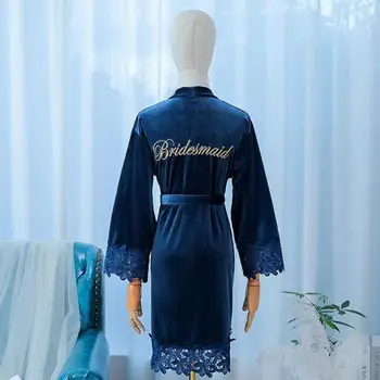 Nuotaka Bridesmaid, Vestuvių Apdarą Intymus Apatinis Trikotažas Atsitiktinis Kimono Chalatas Moterims 2021 Naujas Veliūras Nėriniai Juoda Rudenį Naujų Homewear