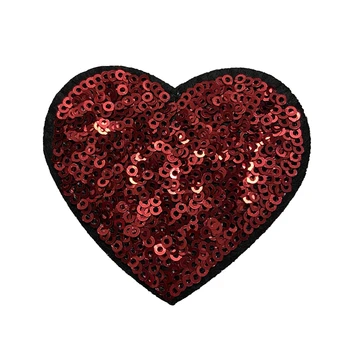 10 Gabalas Raudona Squined Širdies Pleistrai Geležies Blizgančiais Širdies formos Aplikacijos T-marškinėliai Striukė 