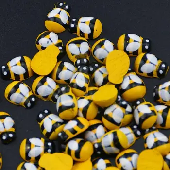 Naujausias 100vnt Geltonasis Bičių Ladybugs Mediniai Mygtukus Atgal Dekoro Amatų Scrapbooking Priedai Mediniai Mini Hornets 