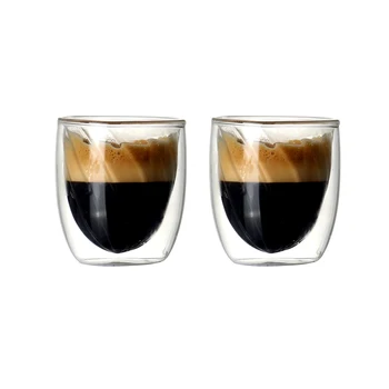 Rinkinys 2vnt dvigubo sienelėmis stiklo kavos stiklas atsparus karščiui borosilikatinio kavos gėrimų akinius 80ml 380ml