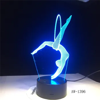Šokių Akrilo Naktį Apšvietimo Lempos Jogos 3D LED Luminaria naktinė lempa Spalvinga Gradientas Lentelė Lavos Lempa Miegamojo Puošimas AW-1396