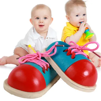 1PC Montessori Švietimo Žaislai Vaikams, Mediniai Žaislai, Vaikiška Jungiamąją Batų Ankstyvojo Ugdymo Montessori Mokymo priemonių Dėlionės