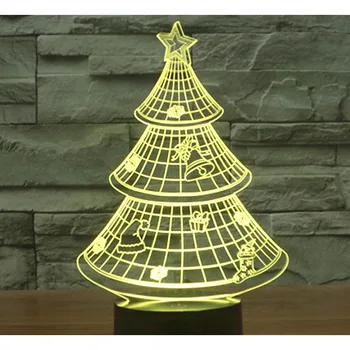 3D LED Nakties Šviesos Kalėdų Eglutė su 7 Spalvų Šviesos Namų Puošybai Lempos Nuostabi Vizualizacijos Optinė Iliuzija Nuostabus