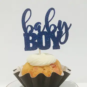 blizgučiai kūdikį berniuką ar mergytę lyčių atskleisti gimtadienio cupcake rėžtuvės šalis dekoro spurga dantų krapštuką
