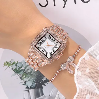 Naujas Top Prabanga Moterų Rose Gold Žiūrėti Mados Ponios Kvarco Diamond Laikrodis Elegantiška Moteriška Apyrankė Laikrodžiai Reloj Mujer