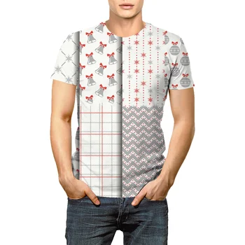 Kalėdų elementas T-shirt vasarą naujas dryžuotas kontrastingos apvalios kaklo trumparankoviai marškinėliai vyriški prarasti kvėpuojantis pora dėvėti