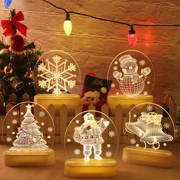 Kalėdų Naktį LED Šviesos Namų Kambarį Apdailos Sniego Bell Desk Stalo Lempa patalpų įrengimui skirti Dirbiniai Kūrybos Dovana
