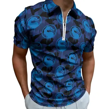 Kombat Dragon Polo Marškinėliai Vyras Blue Dragons Spausdinti Atsitiktinis Marškinėliai Kasdien Estetinės Užtrauktukas T-Marškinėliai Trumpomis Rankovėmis Dizaino Negabaritinių Viršūnės