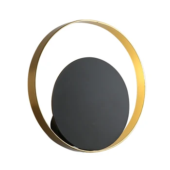 Aukso Plus Black LED Siena Lempos, Modernus Dia.26cm Kūrybos Miegamojo Lovos Geležies Kūno Veranda Eilėje Namuose Deco Apvalios Sienos Žibintai Sconce