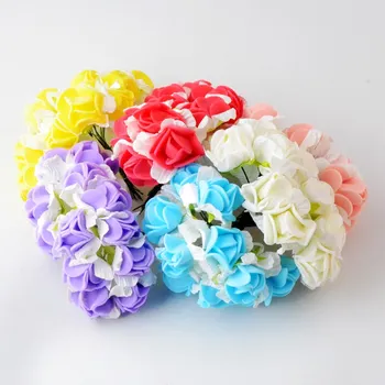(144pcs/lot)2CM Spalvotų PE Rožių Putų Mini dirbtinio šilko gėlių Puokštė vientisos Spalvos/vestuvių dekoratyvinės gėlės, vainikai