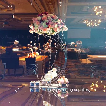 )naujos stiliaus vestuvių liustra, prabangūs krištolo gėlių stovas šiuolaikinės vazos vestuvių puošmena, gėlių stovas senyu1371