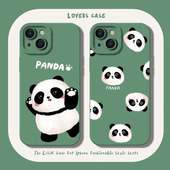 Moja Panda Telefono dėklas Skirtas iPhone 14 13 12 11 Pro Max Mini X XS XR 7 8 SE Plius Pilnas Objektyvo Mielas Gyvūnų Silicio Shell 