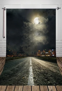 HUAYI mėnulis naktį gatvės pastatų Fotografijos Naujagimių Fone D1518