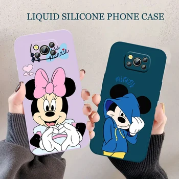 Mickey ir Minnie Pora Disney Telefoną Atveju XiaoMi POCO X2 X3 X4 GT NFC Pro M3 M4 Pro F3 F4 GT C3 C31 C40 Skysčio Virvė Minkšta