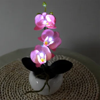 LED 3 Drugelis Orchidėjos Bonsai Vestuves Namų Dekoro Artificia Gėlės Kalėdų Dekoracijas Namų Žibintų
