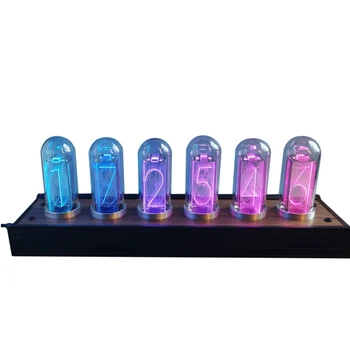 RGB Nixie Vamzdis Derliaus Skaitmeninis Laikrodis-Žadintuvas, LCD Ekranas Retro Stalo Apdailos
