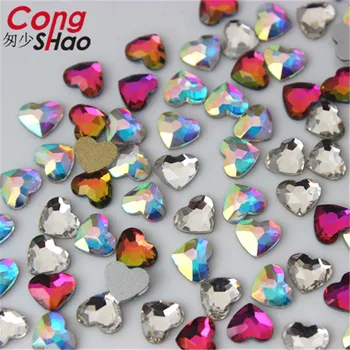 Cong Shao 100vnt 5.2*6mm Stiklo Širdies Cirkonio Nagai Menas, dekoracijos, kostiumai, Blizgučiai Butas Atgal akmenys ir kristalai CS710